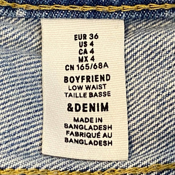 H&M &Denim Boyfriend Low Waist Ripped Denim Jeans Blue Size 4 - Picture 5 of 7